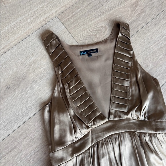 Vfish Taupe Silk Dress with Pleated Trim - Picture 2 of 9